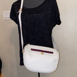 Vintage Gucci White GG Pvc leather crossbody Bag